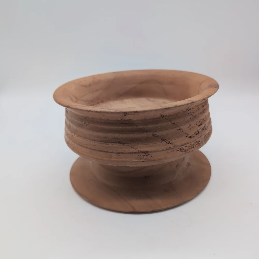 Vintage Handcrafted Wooden Pedestal Bowl Shane Zimmerman Lathe Created